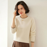 Naiste ka&scaron;miirist kampsun Qinghe ka&scaron;miir 100% ka&scaron;miir s&uuml;gis-talvisest ka&scaron;miirist paksendatud pullover pehme ja soe M valge