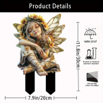 P&auml;evalillehaldjas akr&uuml;&uuml;laia panus &ndash; 11,8 x7,9 Boho-Chic Yard Art, lillepoti maastikukujundus, p&auml;ikesep&uuml;&uuml;dja ​​silt v&auml;ljas 1pc