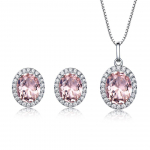 Armas Nano Morganite ovaalne roosa ehtne 925 Sterling h&otilde;be naistele ripats kaelakee k&otilde;rvar&otilde;nga ehete komplekt roosa