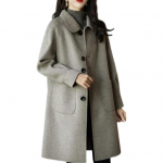 Naiste talvemantel, lahtik&auml;iv kraega, taskud, puhast v&auml;rvi &uuml;herealine kampsun lahtiselt liibuv mantel Termiline pikkade varrukatega reisimine tutvumiseks talvemantel M khaki