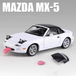 1/32 Mazda Miata MX5 Sulamist M&otilde;&otilde;tkava Auto Mudel Diecast Miniatuurne Auto M&auml;nguasi S&otilde;iduk Heli ja Valgusega Kogumine Laste M&auml;nguasi Kingitus valge