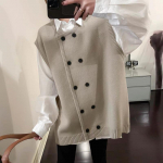 Suure suurusega lihav Mm 100kg varrukateta kootud vest naistele kevaddisainiga Sense Korea versioon lahtise kihilise kootud trend 3XL recommended [160-90kg]