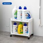 Multifunktsionaalne vannitoa hoiuk&auml;ru pesupesemisvahendi ja -tarvikute jaoks 2-layer storage rack valge