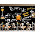 Burgeri Seinamaal Hamburg Kiirtoit Tapeet T&ouml;&ouml;stuslik Dekoratsioon Restoran Sn&auml;kibaar Taustaseina Tapeet 200 cm(W) x 140 cm(H)