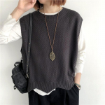 &Uuml;hev&auml;rviline kootud vest naistele s&uuml;giseks, lahtise &uuml;mara kaelusega, ebakorrap&auml;rase &uuml;laosaga pullover, l&uuml;hike vest, vesti &otilde;lg, pealmine kiht One Size