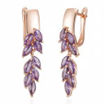 Kinel Purple Zirocn Long Dangle K&otilde;rvar&otilde;ngad Naistele Viinamarja kujuga Luksuslikud peoehted Vintage k&otilde;rvar&otilde;ngad Roosa kulla v&auml;rvi