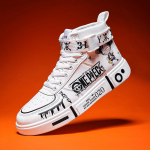 Vanemate lastejalatsid One Piece meeste jalan&otilde;ud jooksmiseks Anime k&otilde;rge &uuml;laosaga tossud meestele vabaajajalatsid k&otilde;ndimise vabaajajalatsid 44 punane