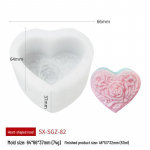 S&uuml;damekujuline roosi seebi ja k&uuml;&uuml;nla silikoonvorm aroomiteraapia ja kipsist kaunistuste jaoks Heart-shaped rose 1 SGZ-82