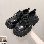 Suure peaga naiste v&auml;ikesed nahkkingad platvormil paeltega madala &auml;&auml;rega libisemiskindla paksu tallaga k&otilde;rge kontsaga mugavad pumbad Zapatos Mujer 35 must