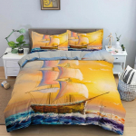 Purjetekikottide komplekt Purjepaadi mustriga voodipesukomplekt 3D-prinditud voodikatted, &uuml;heinimesevoodiga kaheinimesevoodi King-voodiriided magamistuppa 70x133cm 2pcs