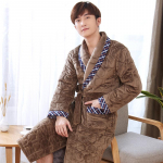 Paks kolmekihiline soe talvehommikumantel meeste pehme flanellist tepitud pikk kimono vannimantel Meeste hommikumantel meeste korallifliisist hommikumantel 3XL