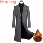 Eriti pikk villane trenchcoat meestele Talvine meeste ka&scaron;miirjakk Slim fit villane peacoat Tuulejakk Manteau Homme L hall