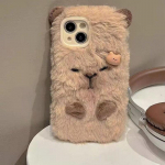 Luksuslik Capybara Fluffy Fur telefoni&uuml;mbrise kaitse iPhone 16 15 13 12 11 14 Pro Max XS XR 7 8 Plus X SE Lovely Plush Coque jaoks iPhone 13