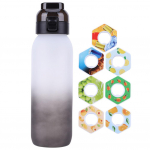 1000 ml &otilde;huveepudel Tritan 7 maitsekaunaga puuviljal&otilde;hnaga veepudel 0% suhkruga veetass, mis sobib v&auml;lispordiks must