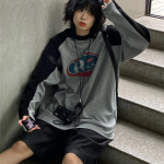 T&auml;navar&otilde;ivad 90ndate pikkade varrukatega T-s&auml;rk Naiste Vintage Harajuku hall Pullover Pusad Suured Retro Patchwork Print T-s&auml;rgid S