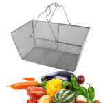 Suure k&auml;epidemega ostukorv kodu, k&ouml;&ouml;gi, toidupoe, puuviljade jaoks must