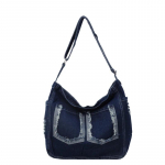 Vabaaja ja kunstilise stiiliga naiste crossbody kott retro postiljonikott suure mahutavusega nihestus denim