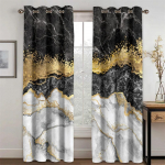 3D kaasaegne mustkuldne abstraktne kunst marmorist elegantne disain, 2 t&uuml;kki &otilde;hukese varjundiga kardina elutoa magamistoa sisekujunduseks W100xH240(CM)x2pcs&Hook