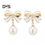 Vibuk&otilde;rvar&otilde;ngad naistele Faux Pearl Drop Dangle Bowknot K&otilde;rvar&otilde;ngad S&otilde;brap&auml;eva ehted Aksessuaarid Kingitused T&uuml;drukutele must