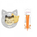 Kit pour biscuit en relief Chat + Stylo au chocolat orange hall