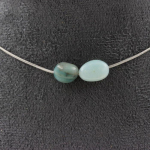 Pierres et Min&eacute;raux. Collier 2 perles Amazonite du Br&eacute;sil. Chaine en acier inoxydable Collier femmes, hommes. Taille personnalisabl