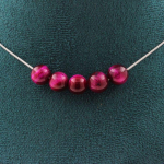 Pierres et Min&eacute;raux. Collier 5 perles Oeil de Tigre fuschia 8 mm. Chaine en acier Collier femmes, hommes. Taille personnalisable.