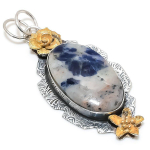 Sodalite Handmade 925 Sterling Silver Gift Two Tone Pendant 2.80 e1d68