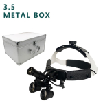 NICEDEN Dental Binocular Magnifier Headband Medical Loupes Optical Glass 2.5X 3.5X 3.5x Aluminum Box gray