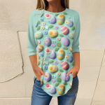 Naiste moer&otilde;ivad, vabaaja topid, tr&uuml;kitud Raglan varrukatega 3/4 varrukatega pullover kaelusega topid L sinine