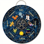 1 tk 2D lame Aasta Ratta &uuml;mmargune puidust silt - 20cm paganliku n&otilde;ia silt, wicca p&uuml;had, wicca kalender, taevane m&auml;rk, Aasta Ratta silt 20cm*20cm
