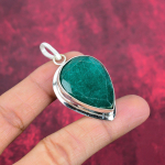 Smaragdripats, 925 h&otilde;bedast ripats v&auml;&auml;riskividega ehe, k&auml;sitsi valmistatud ripats h&auml;mmastav ehe, kingitus talle 2.20 Inches roheline