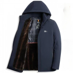 Slim Fit vabaaja eemaldatav soe ja pehme paks talve kapuutsiga jope L(175) sinine