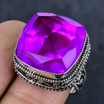 Natural Pink Amethyst Gemstone 925 Sterling Silver Jewelry Ring Size 8 y4v36