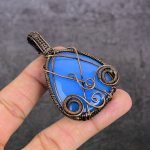 Blue Chalcedony Handmade Copper Wire Wrap Jewelry Pendant 2.56 q1i74