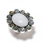 Rainbow Moonstone, Labradorite 925 Sterling Silver Ring Size 9 b8q39