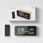 Traadita ilmajaam Puidust &auml;ratuskell Digitaalne termomeeter Niiskus Temperatuur Traadita andur Kodu TimeWatch Lauapealne