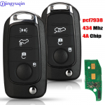 jingyuqin 3/4 nuppu PCF7938 434MHZ 4A kiip puldiga autov&otilde;ti FIAT TIPO Toro 500X Nuovo Grazie jaoks puld 3buttons popstar v&auml;rv