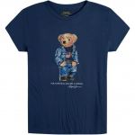 Polo Ralph Lauren Karu Graafiline Tr&uuml;kk &Uuml;mmarguse Kaelusega L&uuml;hikeste Varrukatega T-s&auml;rk Naiste Topid Tumesinine 211796995-003 S