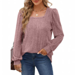 Kevadine ja s&uuml;gisene naiste pluus Pit Stripe harjatud kandiline kael Mood laterna varrukatega pikkade varrukatega top L