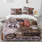 3D prindiga ajalooline Route 66, Ema tee, Tekikott voodipesukomplekt, Tekikott voodikomplekt Tekk Padjap&uuml;&uuml;r, Kuninga v&otilde;i kuninganna suurusega voodikomplekt EU Twin 135x200cm