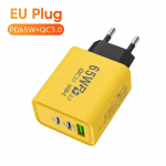 PD 65W USB C laadija 3 pordiga kiirlaadimist&uuml;&uuml;p C laadija telefoniadapter iPhone'i jaoks 15 14 13 12 Xiaomi Huawei Samsung EU Plug