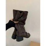 Naiste Saapad P&otilde;lvini Platvorm Paksu Kontsaga Trend Punk Gooti Uus Rock Nahast Mood Naiste Kingad Mootorrattajalatsid 40 pruun