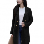 Naiste villasegu pikk mantel &uuml;lem&otilde;&otilde;duline kaherealine kraavimantel s&auml;lkrev&auml;&auml;ridega s&uuml;gis-talve soe pealisr&otilde;ivas 2XL punane