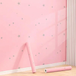 1 tk roosa t&uuml;drukute toa isekleepuv tape printsessitoa magamistoa t&auml;htmustriga taustsein PVC kleebis tape 45X200cm roosa