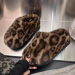 Leopard Platvormi Karusnahast Sussid Naistele Kodu Puuvillased Kingad Talvised Soojad Vabaaja Palus Mules 2024 Trend Pl&auml;tud Naine Lumekingad Botas Mujer 36