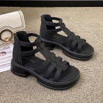 Rooma sandaalid suvised uued paksu p&otilde;hjaga kalasuu sandaalid, &otilde;&otilde;nsad Retro naiste kingad vabaaja platvormiga keskmise kontsaga sandaalid 35