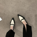 Moodsad FHANCHU 2025 Kevadised Nahast Mokassiinid Kingad, Naiste Kingad Kontsaga, Moodsad K&otilde;rged Kontsad, Slip-On, Terava Nina, Eesmine T&otilde;mblukk, Must, Valge, Dropshipping 35 valge