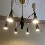 Sajandi keskpaiga modernne l&uuml;hter: Must Valge 6-Lambiga Laevalgusti