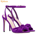 Moodsad punased seemisnahast ristis&otilde;lme sandaalid Stiletto kontsaga Avatud varba k&otilde;rged kontsad Slingback pahkluuringuga pandlaga sandaalid Naiste suvine moodne jalats 38 purple