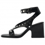 Zara PU kerged avatud varbaosa elegantne minimalistlik moekas ainulaadne metallnitidega kaunistatud paks k&otilde;rge kontsaga kandiline varbaosa rihmadega sandaalid 11301510800 37